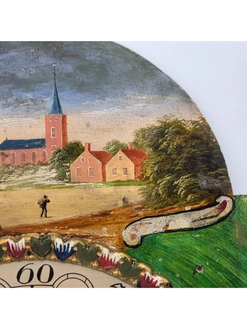 Clock Face Hand Painted Metal 1890s Dutch Longcase Table decor Decoration Face